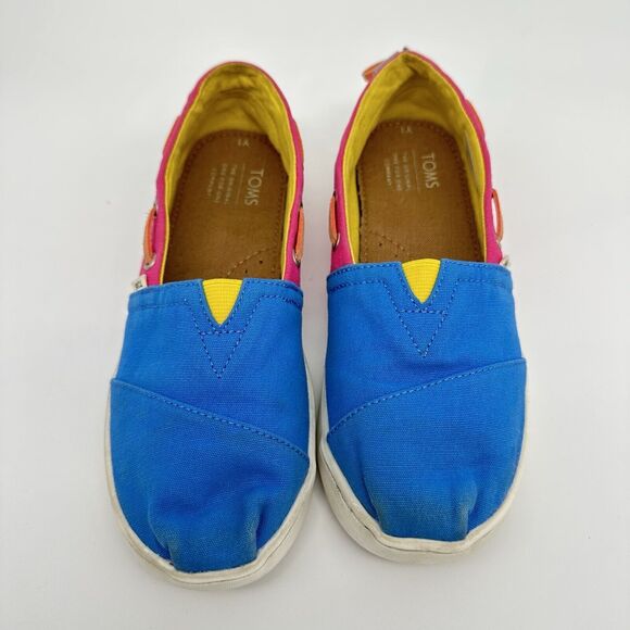 Youth Girls Toms Bimini Two-Tone Magenta Block Canvas Slip On Shoes Y1 - Picture 1 of 5